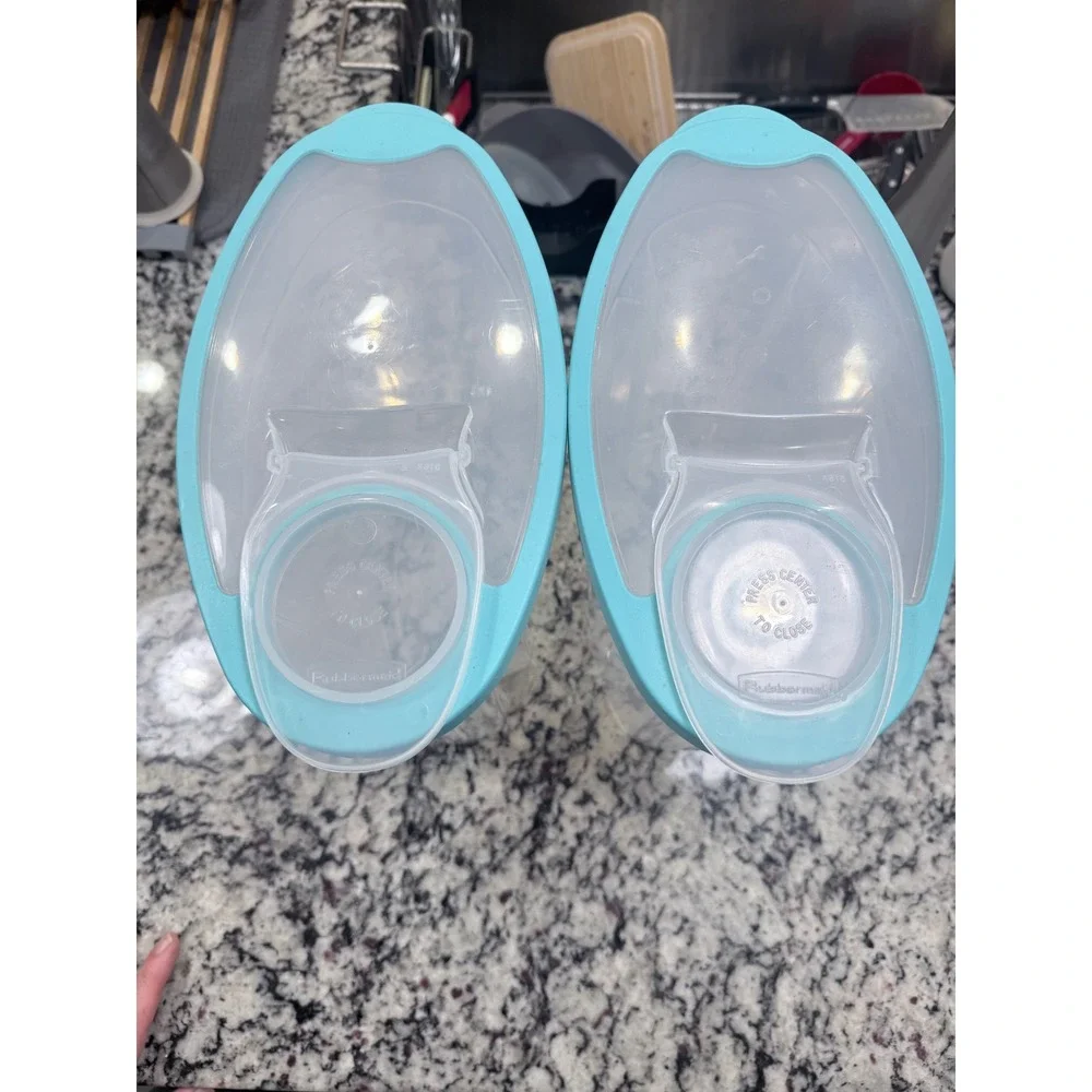 Rubbermaid Cereal Keeper 1.5 Gal 24 Cup Teal Lid Food Storage Set of 2